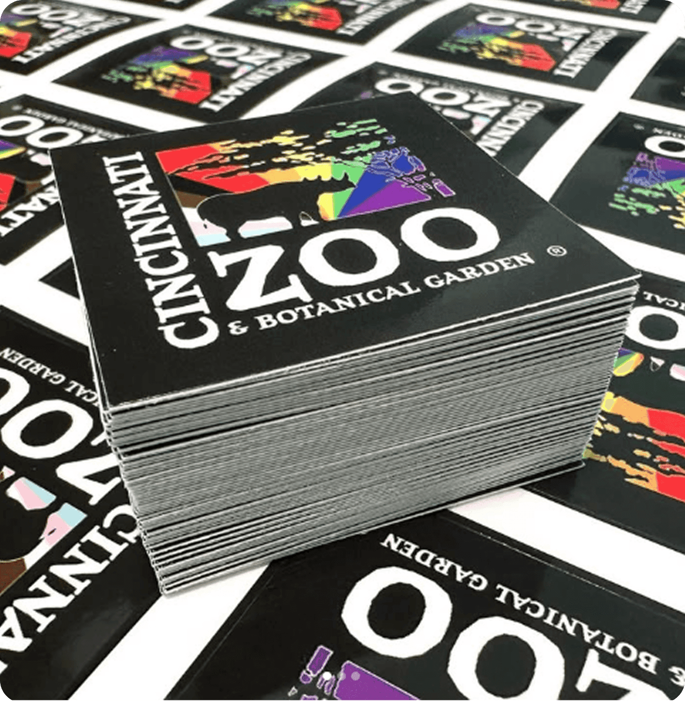 Pride event stickers for the Cincinnati Zoo