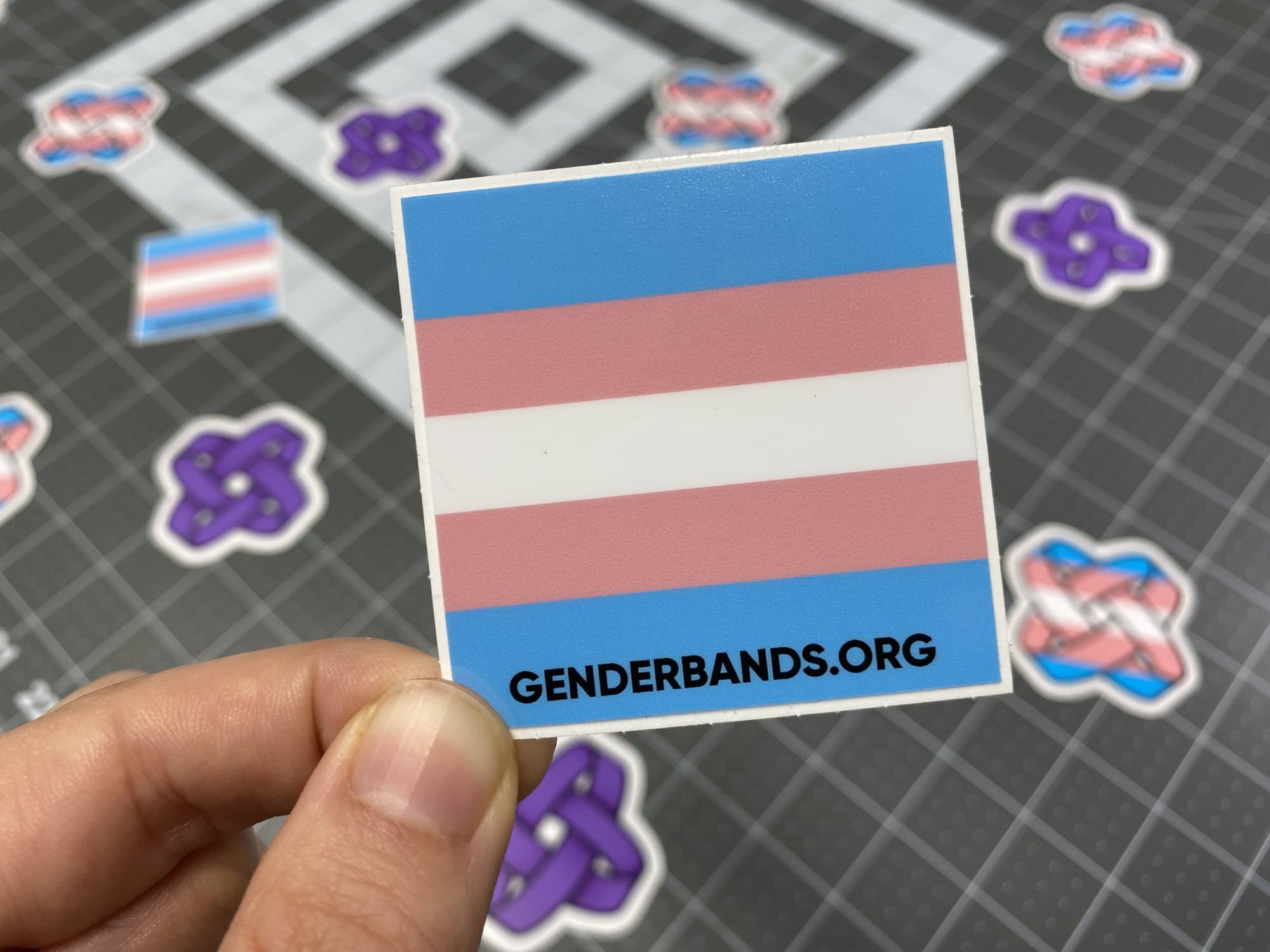 Genderbands.org trans flag square sticker